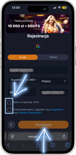 Akceptacja regulaminu i finalizacja rejestracji